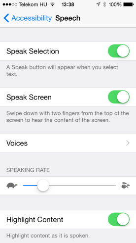 iOS Speak Screen